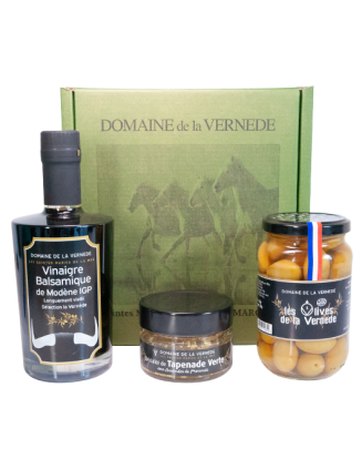 Coffret Trio 1 Vinaigre Balsamique -1 Olive Nature - 1 Tapenade Amande