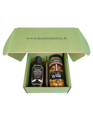 Coffret Trio 1 Vinaigre Balsamique -1 Olive Nature - 1 Tapenade Amande