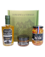 Coffret Trio 1 Bouteille d'huile 350ml - 1 Pot Olives Piment 200gr - 1 Spécialité de Tapenade Tomate 100gr