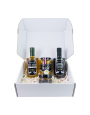 Coffret Quatro: 1 Huile -1 Vinaigre - 1 pot Olives Nature - 1 Spécialité Tapenade Amandes